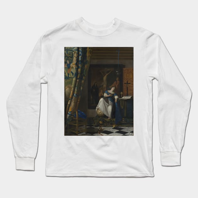 The Allegory of the Faith by Jan Vermeer Long Sleeve T-Shirt by Classic Art Stall